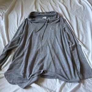 Calvin Klein Women's Large Gray Cowl Neck‎ Rhinestone CK Tunic Top
